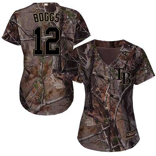 Women's Tampa Bay Rays #12 Wade Boggs Camo Realtree Collection Cool Base Stitched MLB Jersey