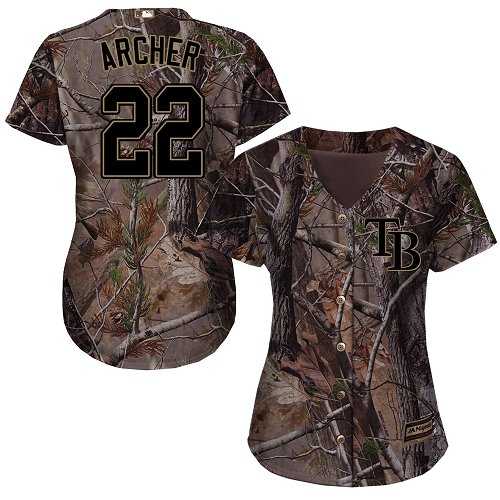 Women's Tampa Bay Rays #22 Chris Archer Camo Realtree Collection Cool Base Stitched MLB Jersey