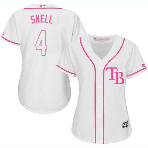 Women's Tampa Bay Rays #4 Blake Snell White Pink Fashion Stitched MLB Jersey