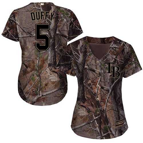 Women's Tampa Bay Rays #5 Matt Duffy Camo Realtree Collection Cool Base Stitched MLB Jersey