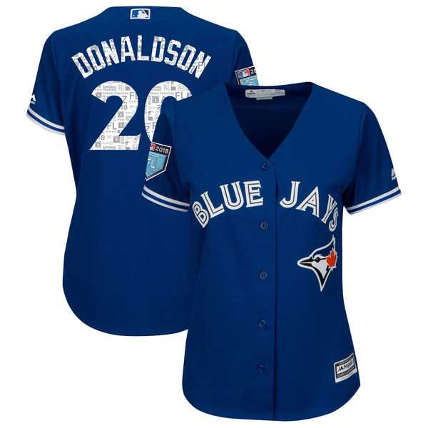 Women's Toronto Blue Jays #20 Josh Donaldson Majestic Royal 2018 Spring Training Cool Base Player Jersey