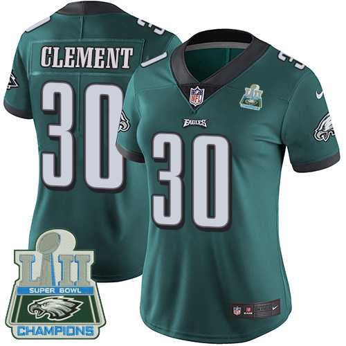 Womens Nike Philadelphia Eagles #30 Corey Clement Midnight Green Team Color Super Bowl LII Champions Stitched NFL Vapor Untouchable Limited Jersey