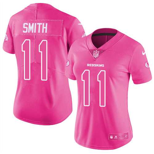Womens Nike Washington Redskins #11 Alex Smith Pink Stitched NFL Limited Rush Fashion Jersey