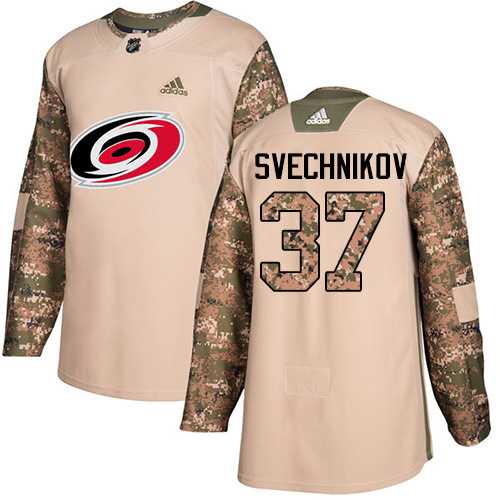 Youth Adidas Carolina Hurricanes #37 Andrei Svechnikov Camo Authentic 2017 Veterans Day Stitched NHL Jersey