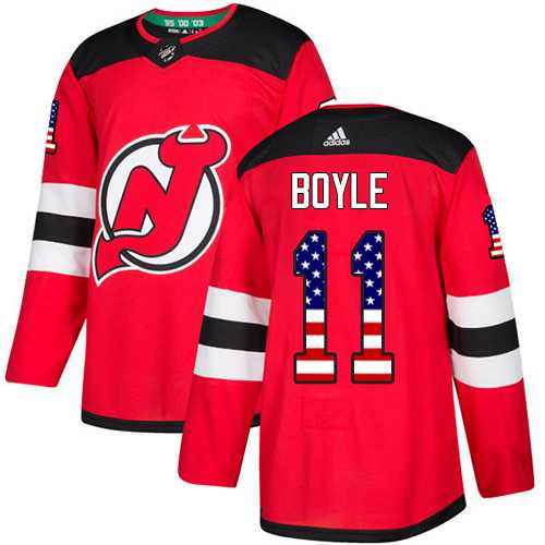Youth Adidas New Jersey Devils #11 Brian Boyle Red Home Authentic USA Flag Stitched NHL