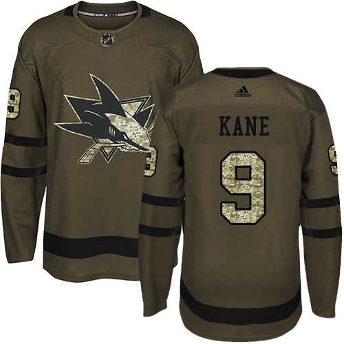 Youth Adidas San Jose Sharks #9 Evander Kane Green Salute to Service Stitched NHL Jersey