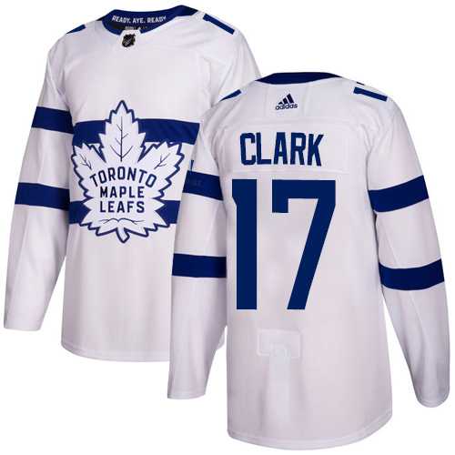 Youth Adidas Toronto Maple Leafs #17 Wendel Clark White Authentic 2018 Stadium Series Stitched NHL Jersey