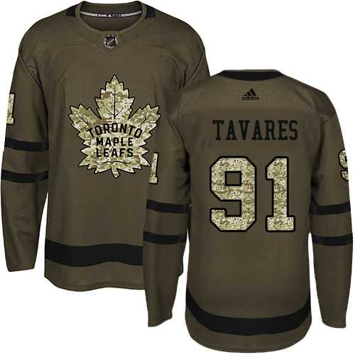 Youth Adidas Toronto Maple Leafs #91 John Tavares Green Salute to Service Stitched NHL Jersey