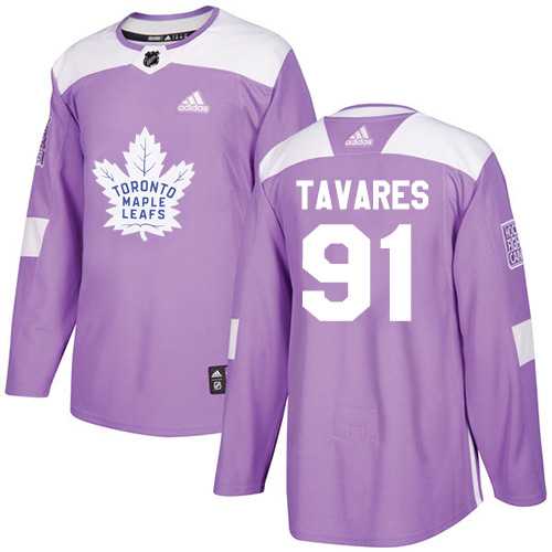 Youth Adidas Toronto Maple Leafs #91 John Tavares Purple Authentic Fights Cancer Stitched NHL Jersey