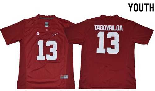 Youth Alabama Crimson Tide #13 Tua Tagovailoa Red Limited Stitched NCAA