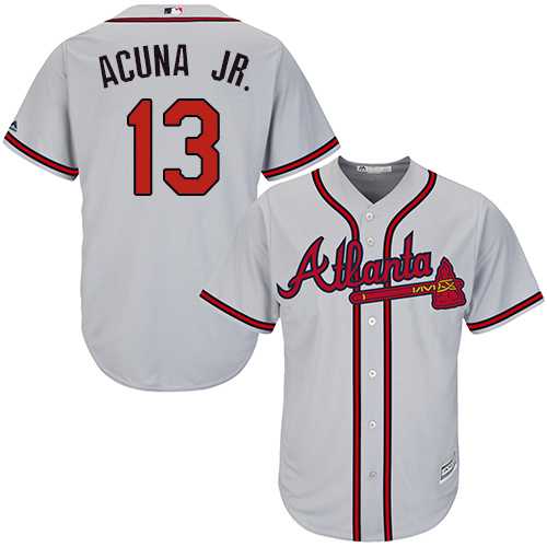 Youth Atlanta Braves #13 Ronald Acuna Jr. Grey Cool Base Stitched MLB Jersey Youth Atlanta Braves #13 Ronald Acuna Jr. Grey Cool Base Stitched MLB Jersey