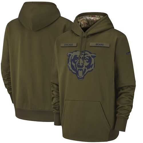 Youth Chicago Bears Nike Olive Salute to Service Sideline Therma Performance Pullover Hoodie