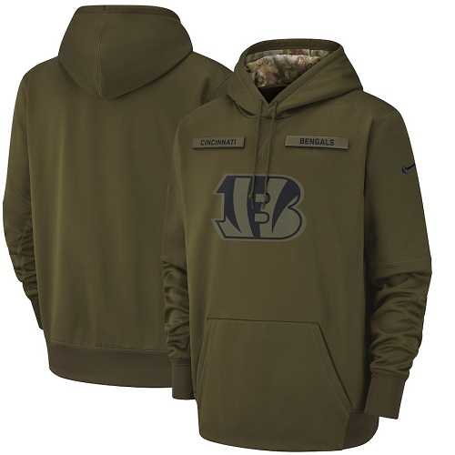 Youth Cincinnati Bengals Nike Olive Salute to Service Sideline Therma Performance Pullover Hoodie