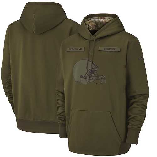 Youth Cleveland Browns Nike Olive Salute to Service Sideline Therma Performance Pullover Hoodie