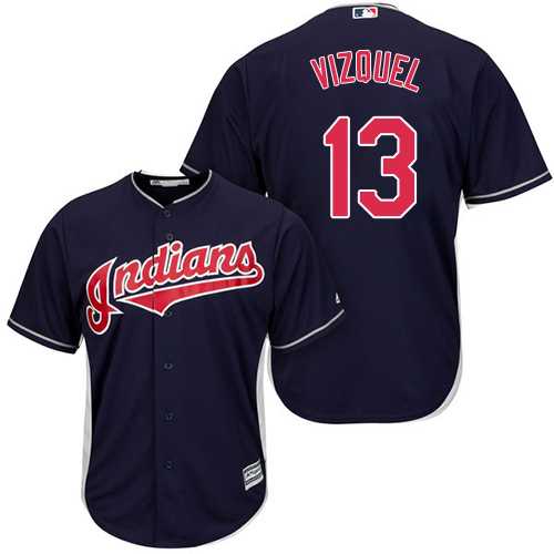 Youth Cleveland Indians #13 Omar Vizquel Navy Blue Alternate Stitched MLB Jersey