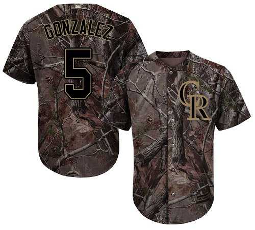 Youth Colorado Rockies #5 Carlos Gonzalez Camo Realtree Collection Cool Base Stitched MLB