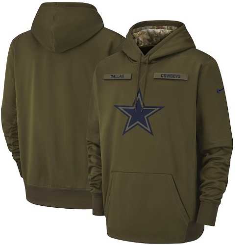 Youth Dallas Cowboys Nike Olive Salute to Service Sideline Therma Performance Pullover Hoodie