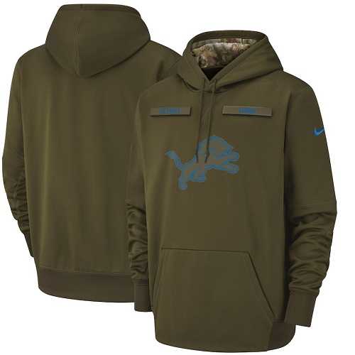 Youth Detroit Lions Nike Olive Salute to Service Sideline Therma Performance Pullover Hoodie