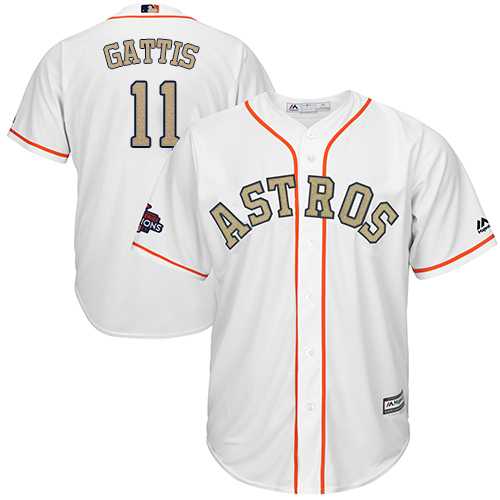 Youth Houston Astros #11 Evan Gattis White 2018 Gold Program Cool Base Stitched Baseball Jersey