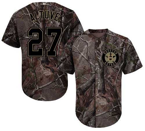 Youth Houston Astros #27 Jose Altuve Camo Realtree Collection Cool Base Stitched MLB