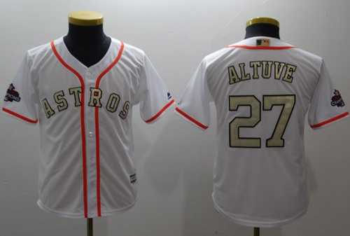 Youth Houston Astros #27 Jose Altuve White 2018 Gold Program Cool Base Stitched MLB Jersey Youth Houston Astros #27 Jose Altuve White 2018 Gold Program Cool Base Stitched MLB Jersey