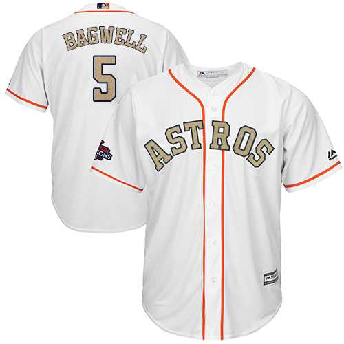 Youth Houston Astros #5 Jeff Bagwell White 2018 Gold Program Cool Base Stitched Baseball Jersey