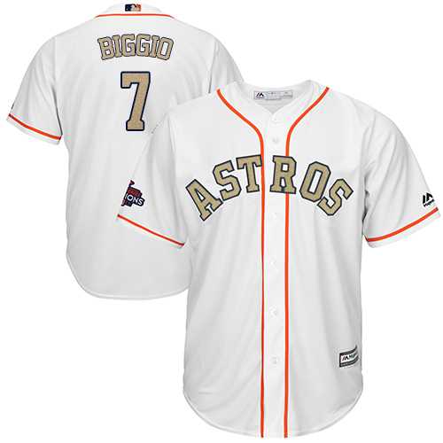 Youth Houston Astros #7 Craig Biggio White 2018 Gold Program Cool Base Stitched Baseball Jersey