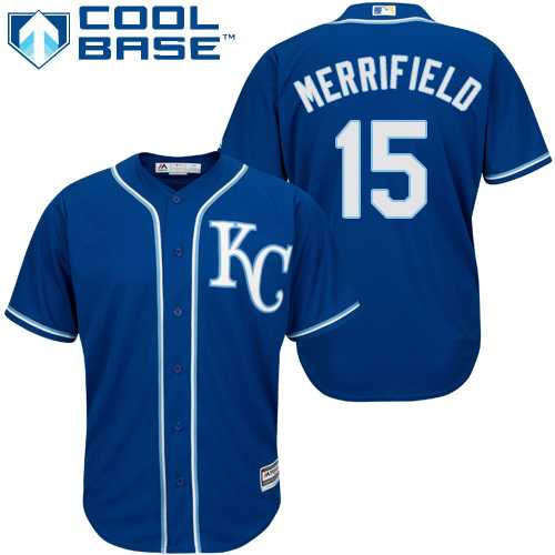 Youth Kansas City Royals #15 Whit Merrifield Royal Blue Cool Base Stitched MLB Jersey