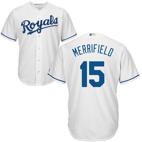 Youth Kansas City Royals #15 Whit Merrifield White Cool Base Stitched MLB Jersey