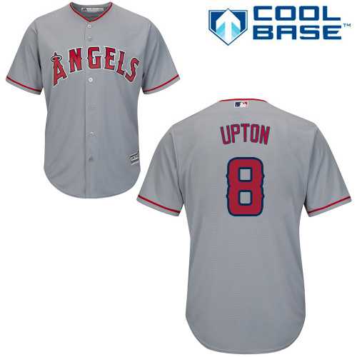 Youth Los Angeles Angels #8 Justin Upton Grey Cool Base Stitched Baseball Jersey