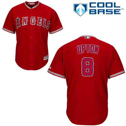 Youth Los Angeles Angels #8 Justin Upton Red Cool Base Stitched Baseball Jersey