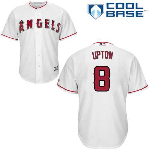 Youth Los Angeles Angels #8 Justin Upton White Cool Base Stitched Baseball Jersey