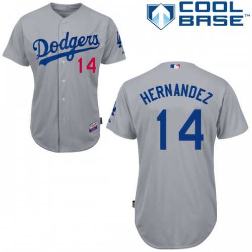 Youth Majestic Los Angeles Dodgers #14 Enrique Hernandez Authentic Grey Alternate Road Cool Base MLB Jersey
