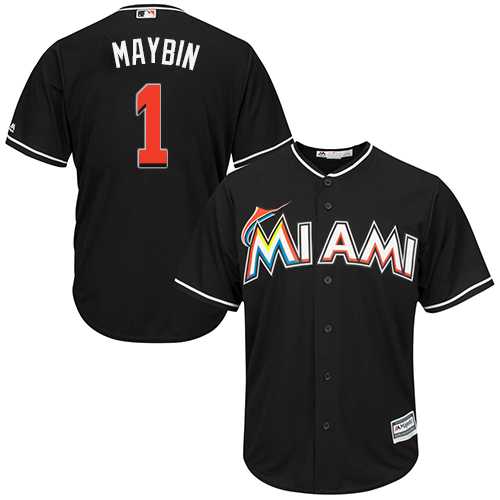 Youth Miami Marlins #1 Cameron Maybin Black Cool Base Stitched MLB Jersey