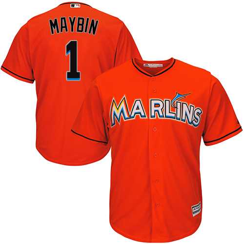 Youth Miami Marlins #1 Cameron Maybin Orange Cool Base Stitched MLB Jersey