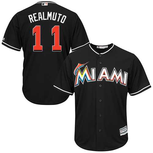 Youth Miami Marlins #11 JT Realmuto Black Cool Base Stitched MLB Jersey
