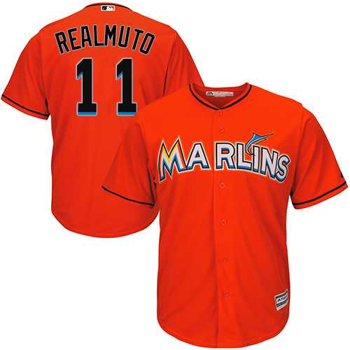 Youth Miami Marlins #11 JT Realmuto Orange Cool Base Stitched MLB Jersey