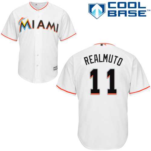 Youth Miami Marlins #11 JT Realmuto White Cool Base Stitched MLB Jersey