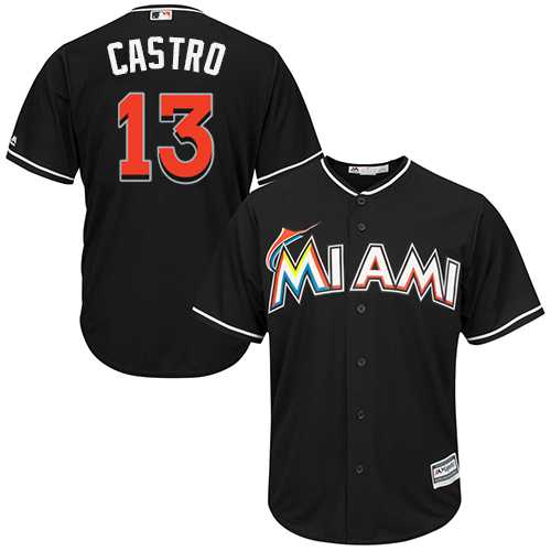 Youth Miami Marlins #13 Starlin Castro Black Cool Base Stitched MLB