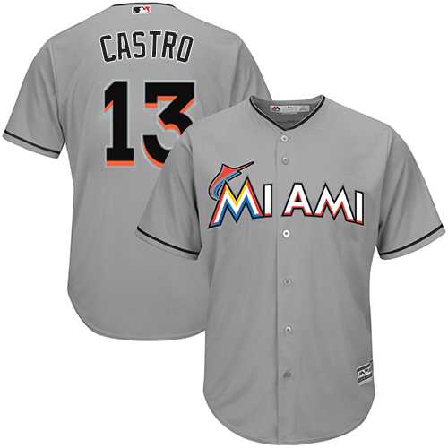 Youth Miami Marlins #13 Starlin Castro Grey Cool Base Stitched MLB