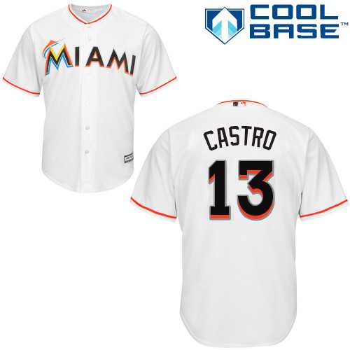 Youth Miami Marlins #13 Starlin Castro White Cool Base Stitched MLB