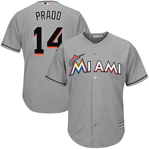 Youth Miami Marlins #14 Martin Prado Grey Cool Base Stitched MLB Jersey