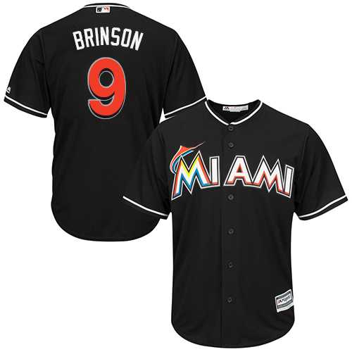 Youth Miami Marlins #9 Lewis Brinson Black Cool Base Stitched MLB Jersey