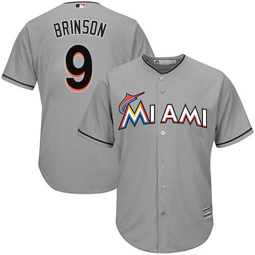 Youth Miami Marlins #9 Lewis Brinson Grey Cool Base Stitched MLB Jersey