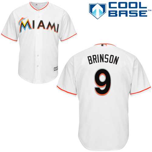 Youth Miami Marlins #9 Lewis Brinson White Cool Base Stitched MLB Jersey