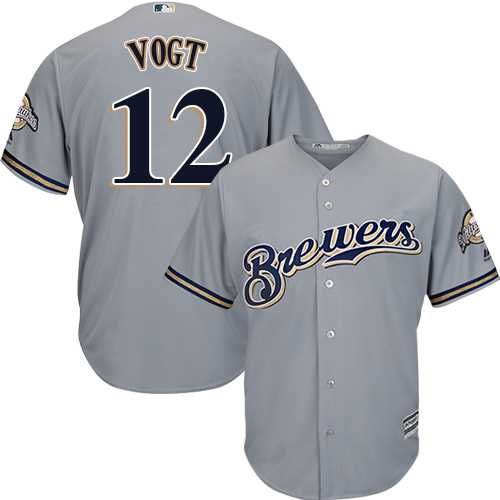 Youth Milwaukee Brewers #12 Stephen Vogt Grey Cool Base Stitched MLB