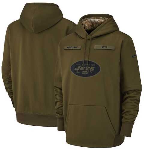Youth New York Jets Nike Olive Salute to Service Sideline Therma Performance Pullover Hoodie