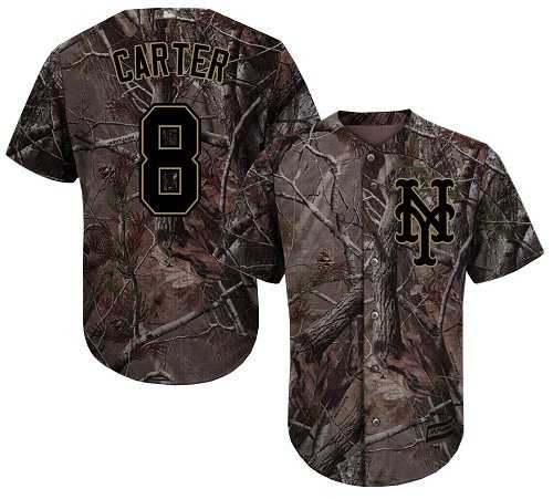 Youth New York Mets #8 Gary Carter Camo Realtree Collection Cool Base Stitched MLB