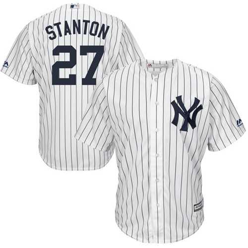 Youth New York Yankees #27 Giancarlo Stanton White Strip Cool Base Stitched MLB