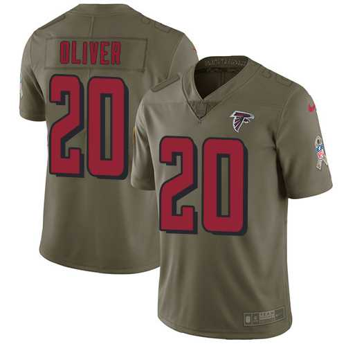 Youth Nike Atlanta Falcons #20 Isaiah Oliver Olive Stitched NFL Limited 2017 Salute to Service Jersey